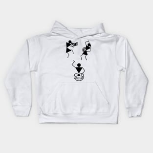 Warli Art musicians Kids Hoodie